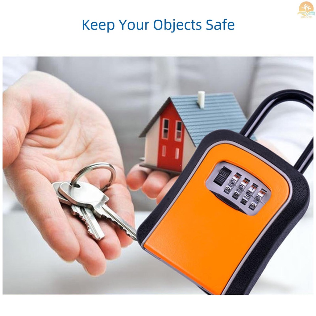 In Stock Kotak Kunci Penyimpanan Dengan Penutup Debu Paduan Aluminium Kombinasi 4 Digit Padlock Case Lockbox Key Safe Box Portable Storage for House Key ID Card U Disk