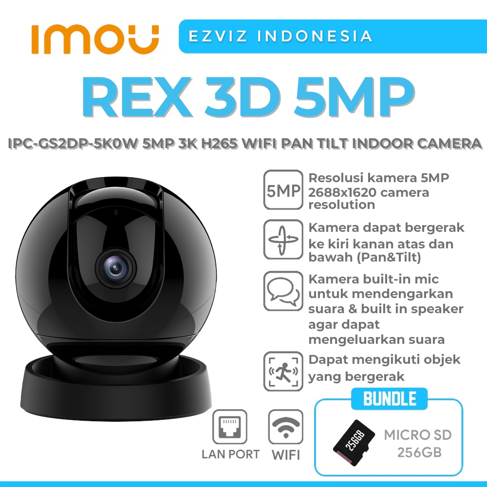 IMOU REX 3D IPC-GS2DP-5K0W 5MP WIFI INDOOR CAMERA FREE MICROSD 256GB