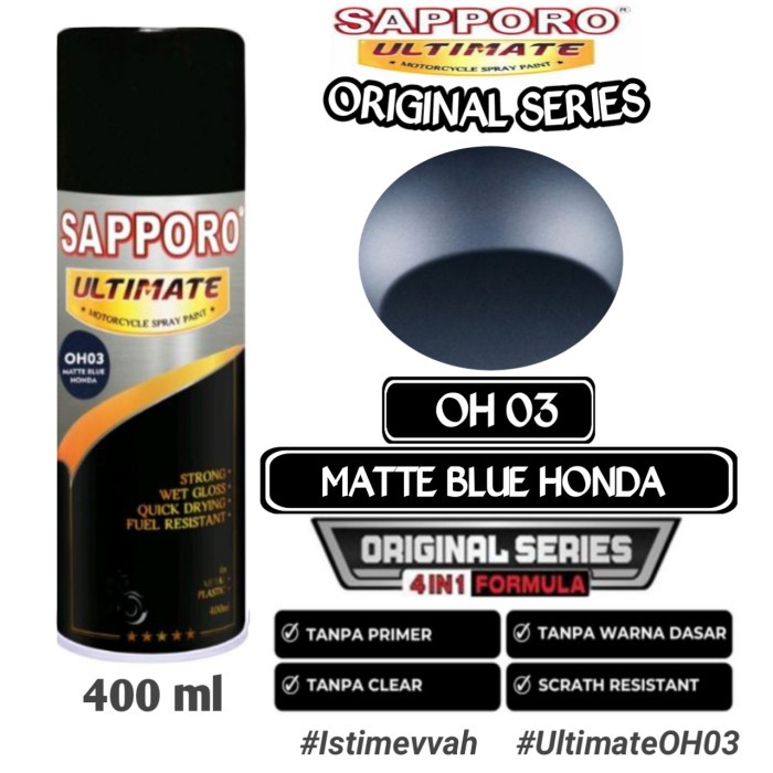 

OH03 MATTE BLUE HONDA SAPPORO ULTIMATE 400ml Cat Semprot Pylok Pilok