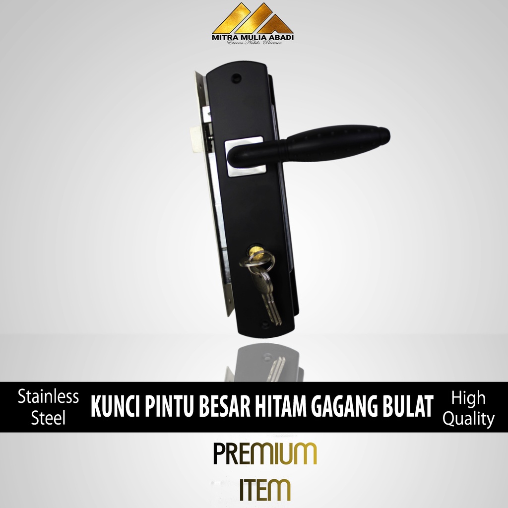 KUNCI PINTU BESAR HITAM KOTAK GAGANG BULAT / HANDLE PINTU / KUNCI PINTU HITAM