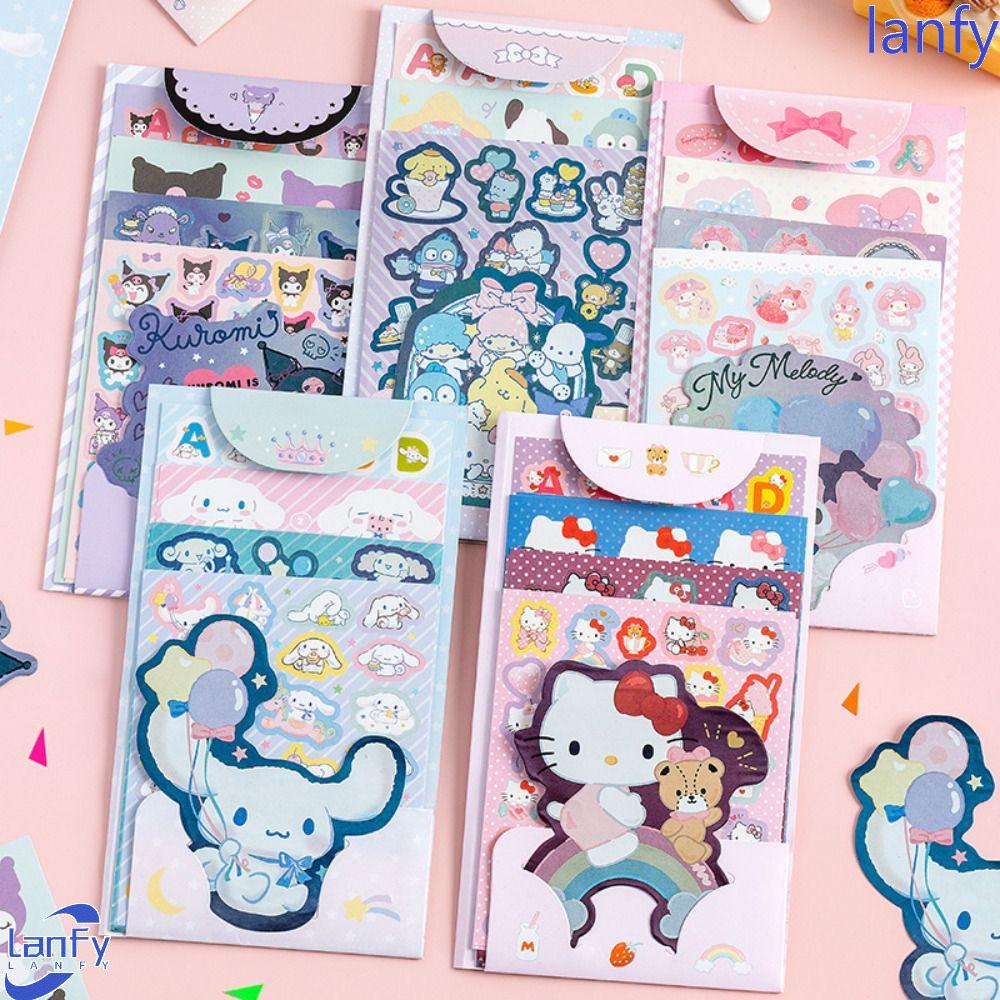 LANFY Stiker Hias Set Kuromi Lucu Scrapbooking Siswa Mainan Anak Alat Tulis DIY Jurnal Decals