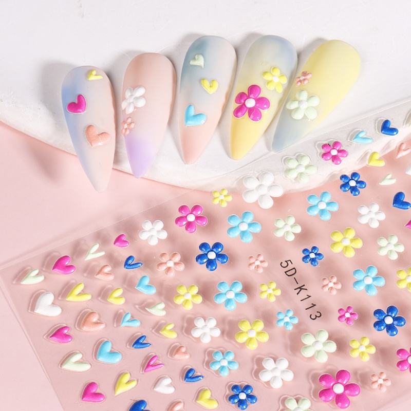 [Fitur] 1pc Stiker Kuku Bunga Perekat Diri 3D/stiker Kuku Bunga Segar/DIY Nail Art Paster/Daisy Kecil Manicure Decor/Alat Kuku/Aksesoris Kuku Untuk Wanita