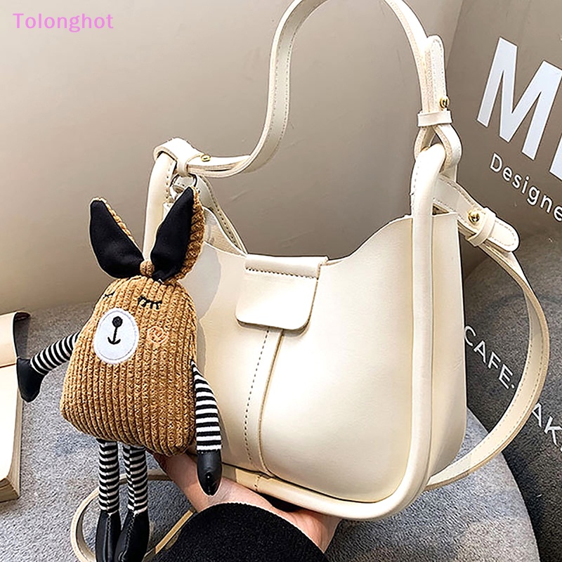 Tolonghot&gt; Lucu Segitiga Kelinci Mainan Mewah Kartun Kelinci Liontin Boneka Lembut Gantungan Kunci Ransel Tas Mobil Key Ring Decor well