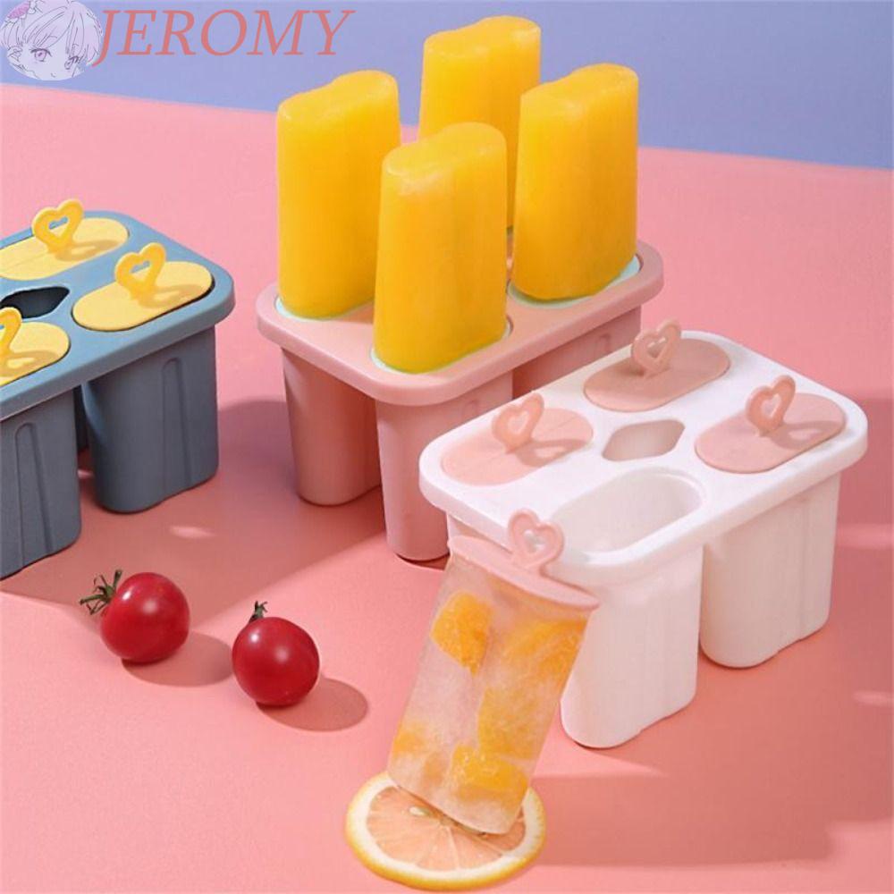 JEROMY Cetakan Es Krim Reusable Homemade Dengan Stik Plastik Dengan Tutup Bar Pembuat Es Pop Anak