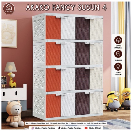 LEMARI PLASTIK AKAKO FANCY 2 SUSUN / 3 SUSUN / 4 SUSUN / 5 SUSUN - 2 SUSUN