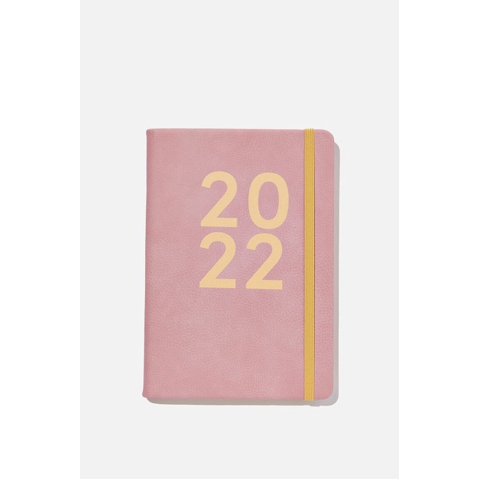 

✨BISA COD✨ -Weekly Planner 2022 Typo Agenda Mingguan Journal Notebook A5 - pink-yellow