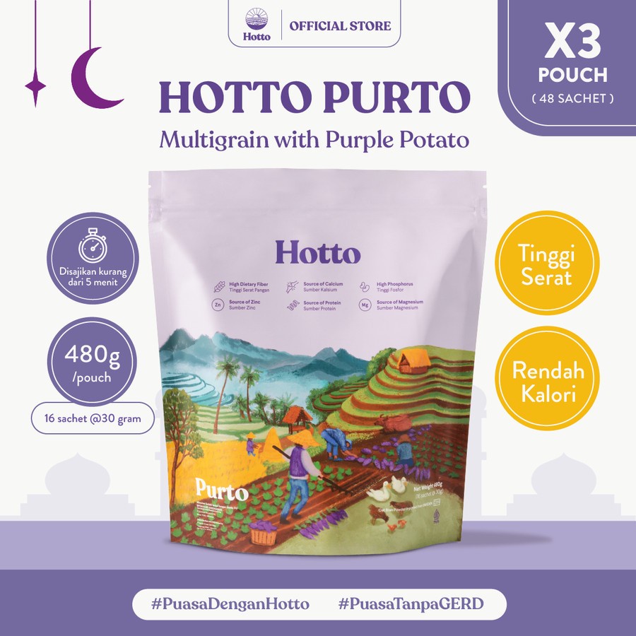 

Hotto Purto Multigrain with Purple Potato 3 Pouch isi 48 sachet