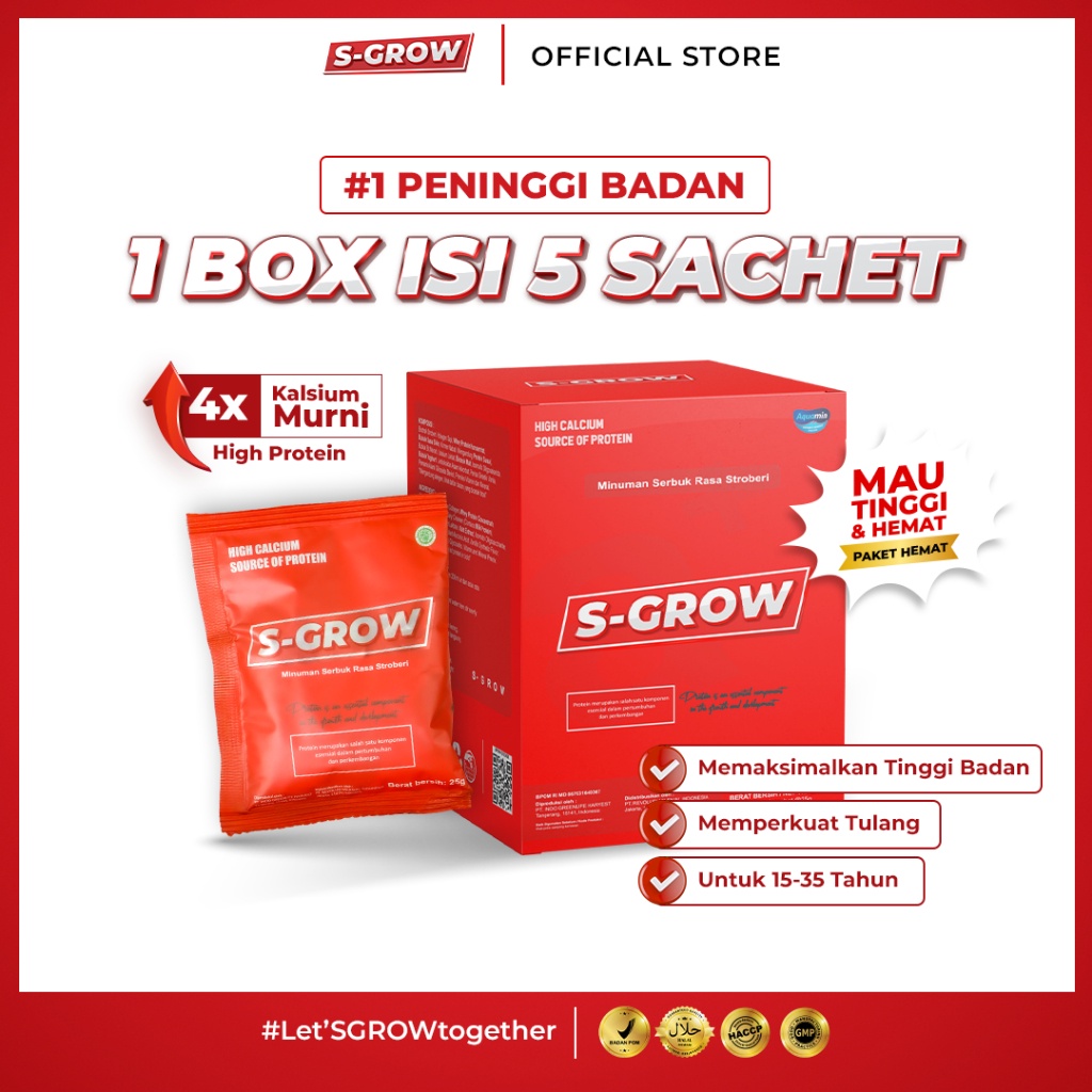SGROW Peninggi Badan Terbaik- 5 Sachet s-grow
