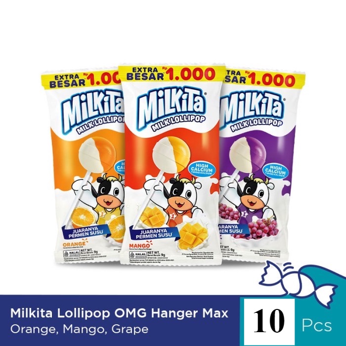 

Milkita Lollipop Hanger Max 1 RENCENG isi 10 pcs Permen Susu Lolipop OMG