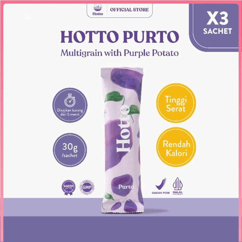 Hotto Purto [3 SACHET]  Multigrain with Purple Potato MULTI GRAIN UBI UNGU SEMARANG