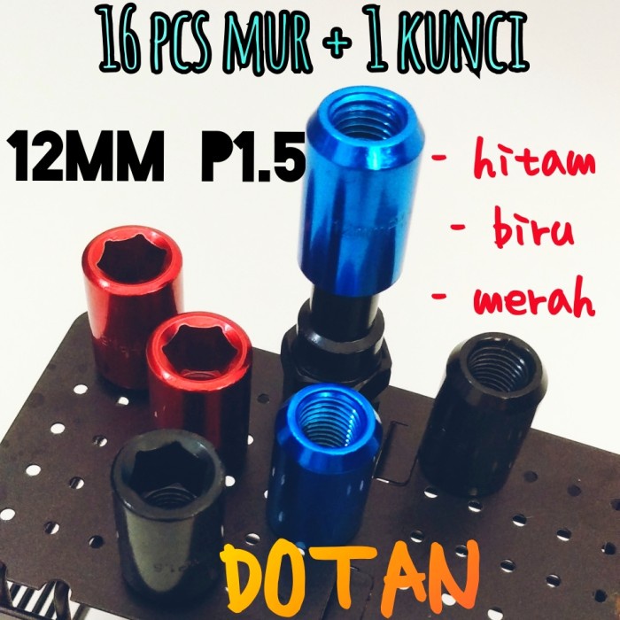 NUT RACING - MUR VELG RODA MOBIL KUNCI L 12MM x 1.5 - Biru