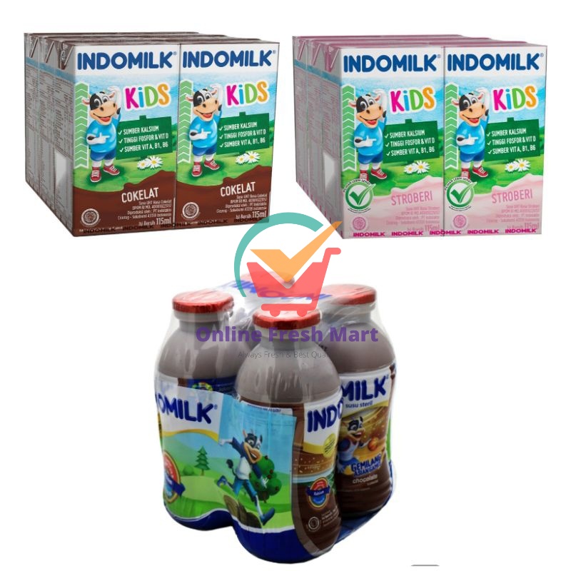 

(hanya instant) INDOMILK Kids Susu UHT strawberry Chocolate 115 ml paket isi 6 / botol cokelat 190ml paket isi 4 - Online Fresh Mart Denpasar