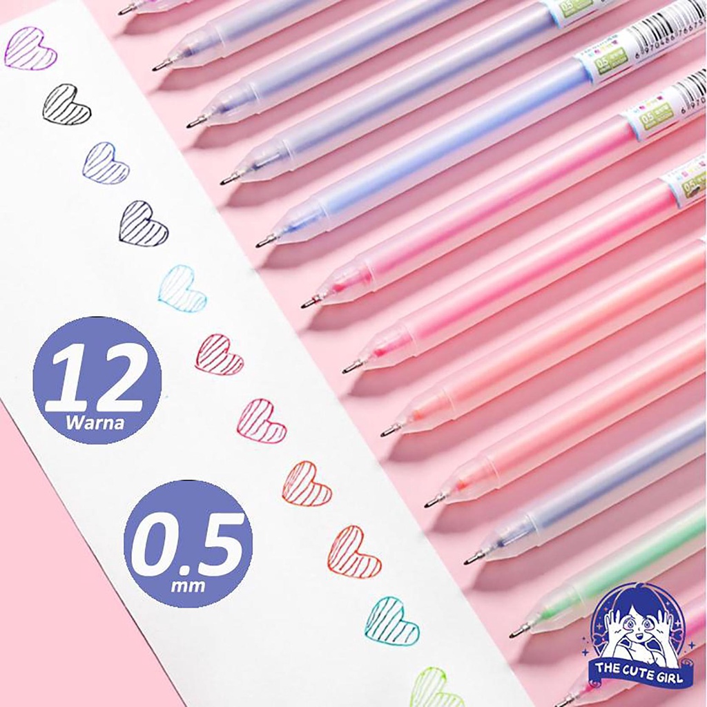 

Color Gel Pen/ Pulpen Gel 12 Warna Needle Tip 0.5mm - Stazionario