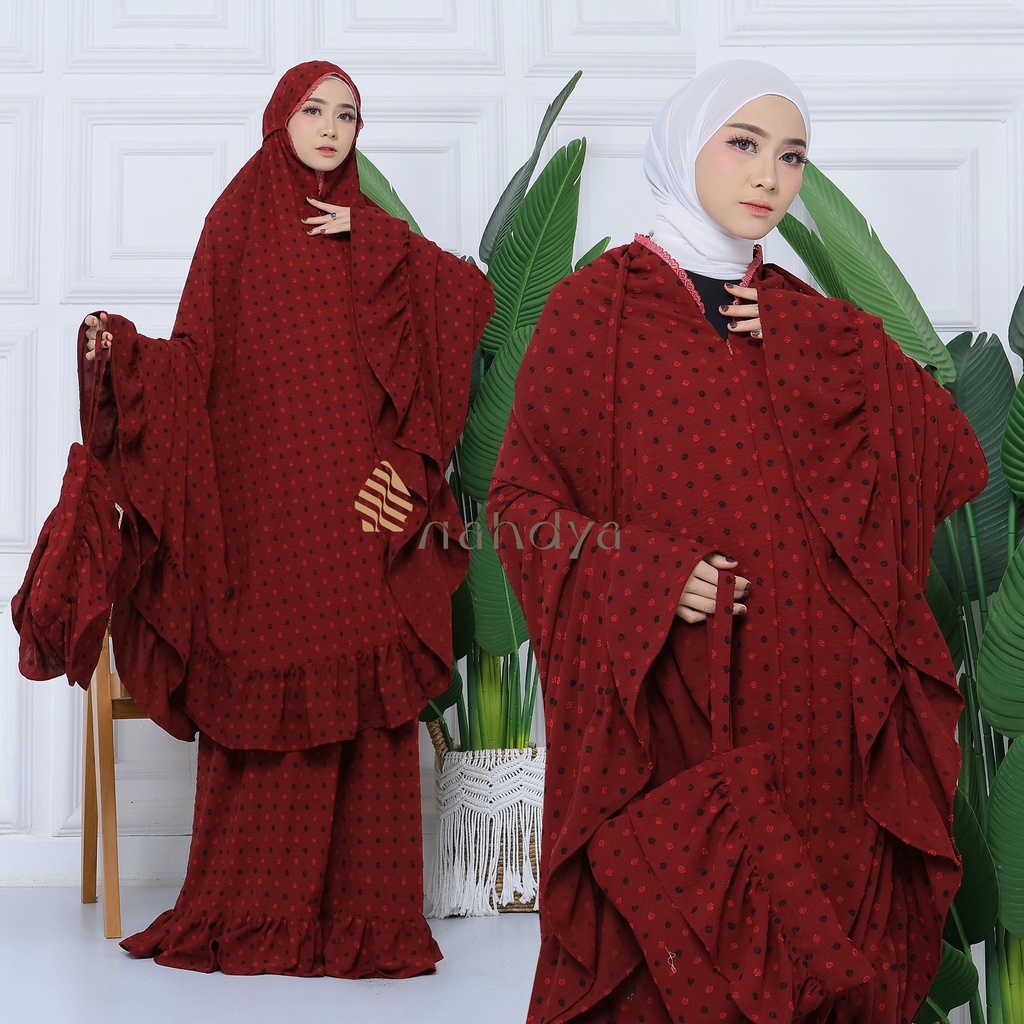 Nahdya - Mukena Dewasa Twotone Ayra Series 2in1 Premium Renda Rempel /Mukenah Terbaru