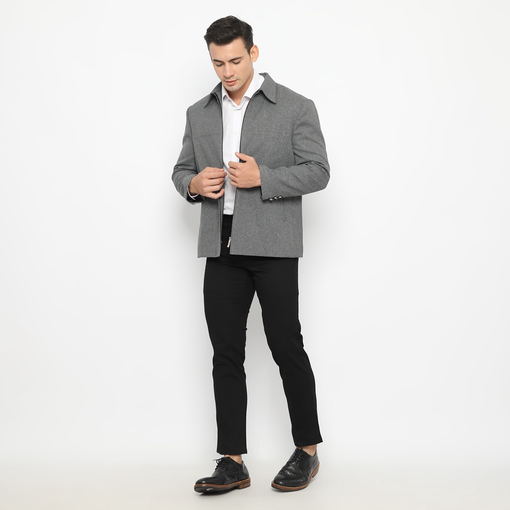 Code Male - BUGGATI Jasket Zipper Formal Casual Grey Wooltouch