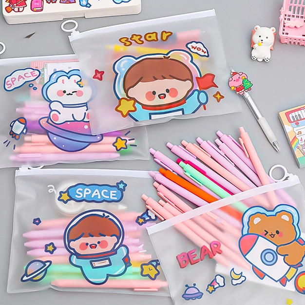 

ZIPPER BAG TRANSPARAN SPACE MOTIF KARAKTER LUCU TEMPAT PENSIL POUCH ZIP LOCK KOREA / TEMPAT PENSIL ZIPLOCK MURAH