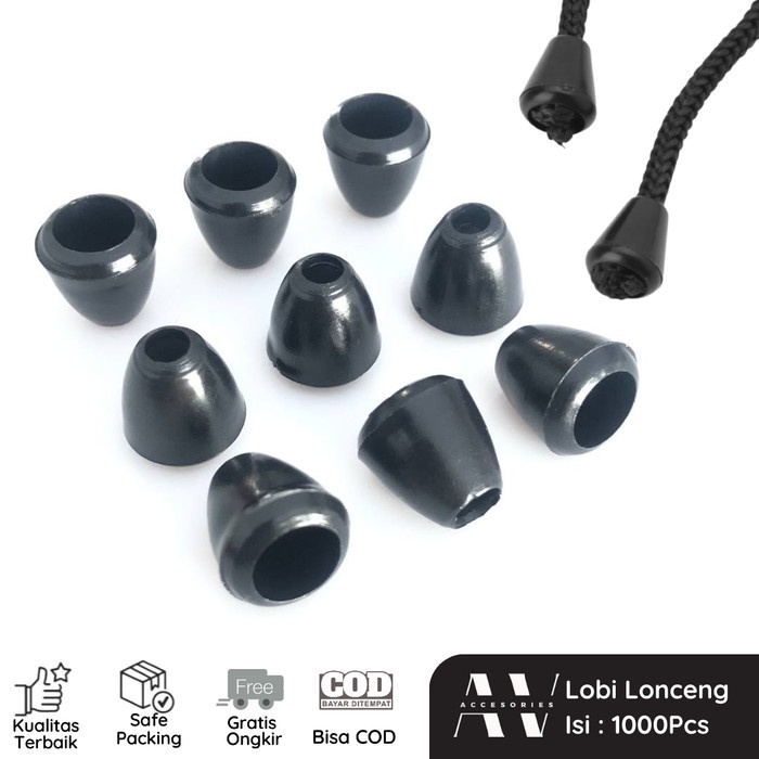 

AVACC Lobi Lobi Stopper Lonceng Ujung Tali Hitam Cord Lock Kuat Murah