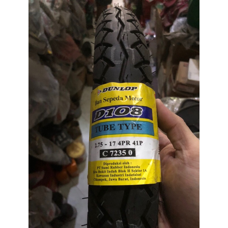 Ban motor Dunlop 275 -17 & 250 - 17 D108 300-18 Ring 18 Tube Type Depan Belakang 2.75 2.50 / 17 Tire
