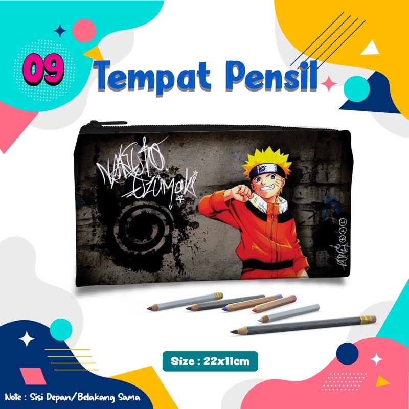 

Buat ultah new Pencil Case Naruto #009 Kostak Tempat Pensil Custom Nama Foto Dompet Pouch Souvenir Ultah