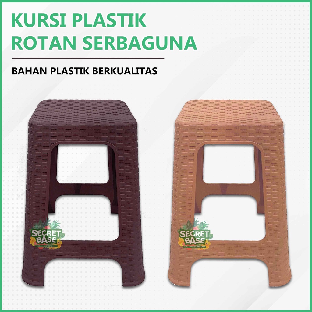 KURSI ROTAN - Kursi Plastik Tinggi / Bangku Tinggi Kokoh / Kursi Motif Rotan Murah