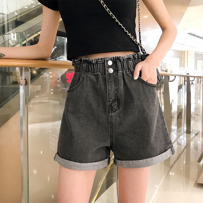 Celana Pendek Jeans HW Stretch Hot Pants Korea Style Wanita