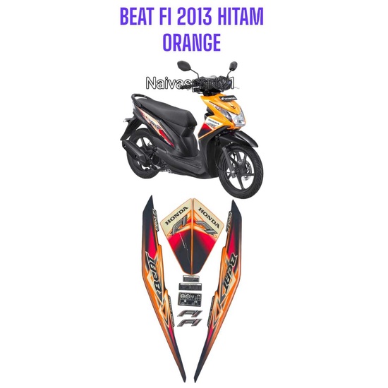 stiker striping honda beat fi 2013 hitam oren/Stiker striping Honda beat fi 2013 hitam orange