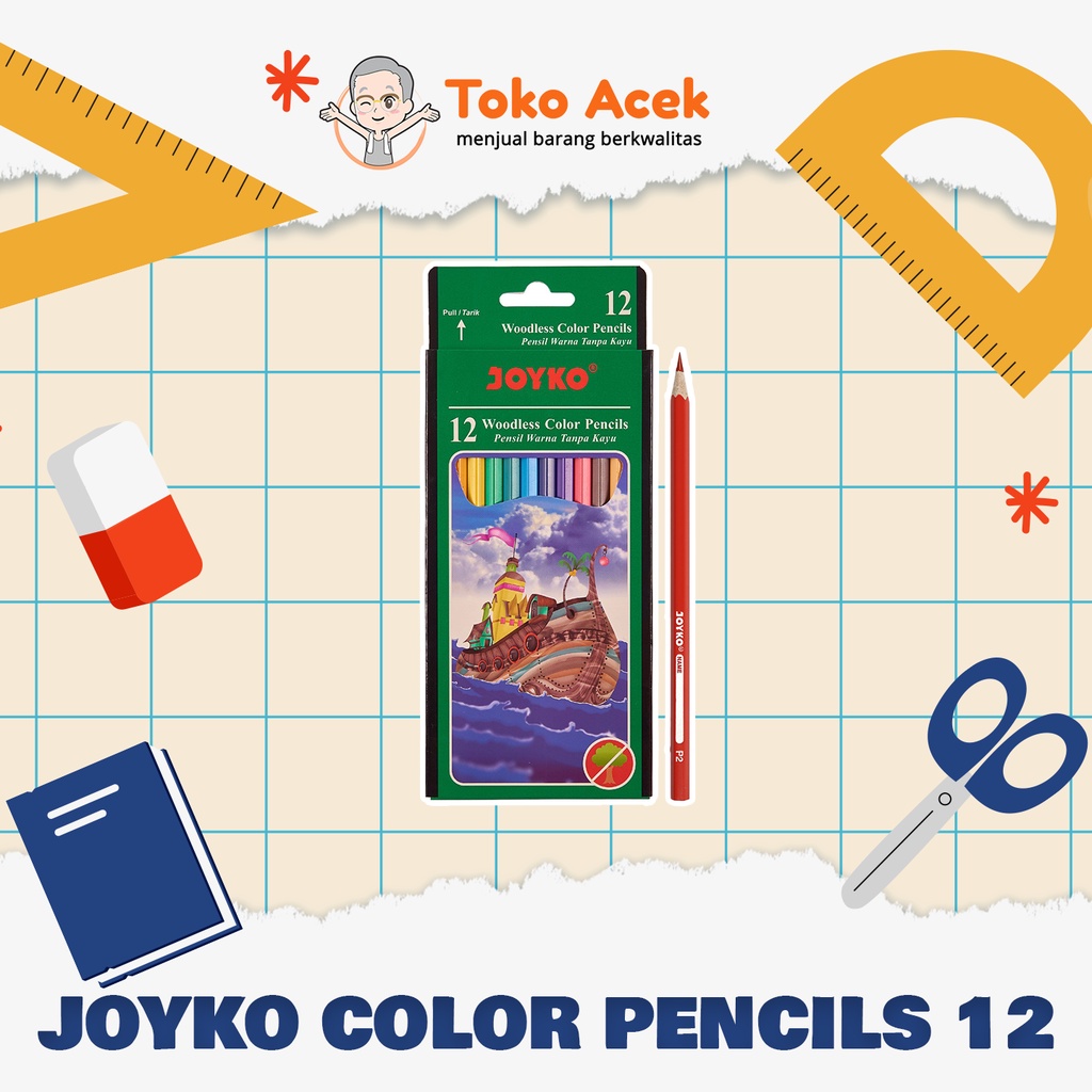 

Joyko Pensil Warna Woodless Color Pencils Hexagonal Grip 12 warna CP-103