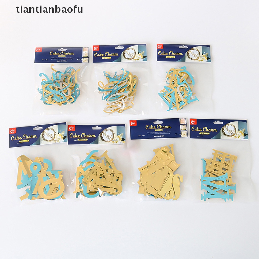 [tiantianbaofu] 26 Pcs Akrilik Dekorasi Kue Huruf Besar Inggris Set Pesta Pernikahan Topper Kue Butik