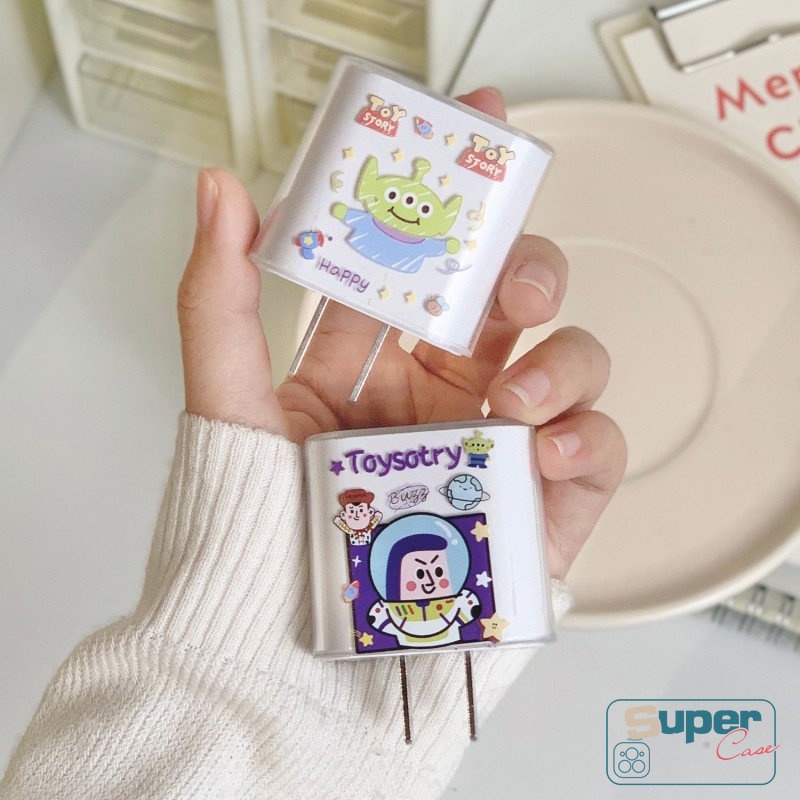 Casing Untuk Charger Plug Kabel USB Spring Line Wrap Protector Data LineCute Manyo Toy Story Kuromi Alien Pattern Cord Organize Winding Wire Tie Soft TPU Cover Untuk Android Type-C