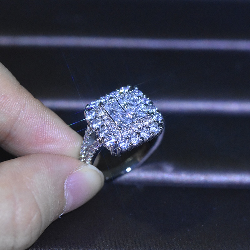 Goldkingdom Aksesoris Perhiasan Fashion Ready Stock Delapan Hati Dan Delapan Panah Mikro Bertatahkan Putri Cincin Berlian Eropa Karat Pernikahan Cincin