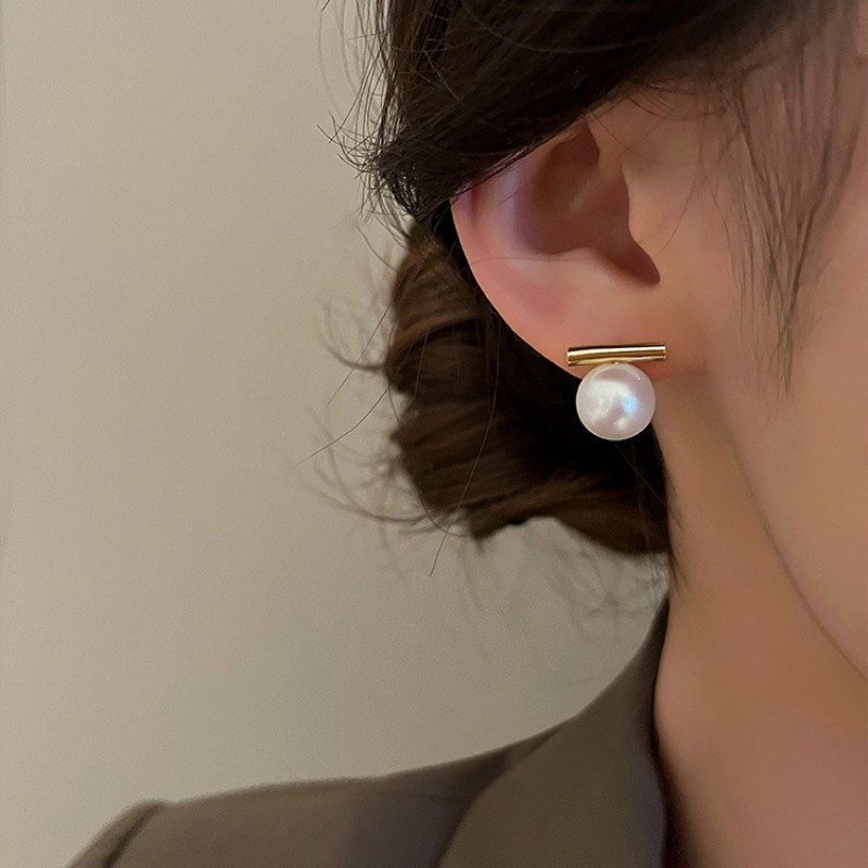 Anting Mutiara Prancis Anting Temperamen Sederhana Perempuan