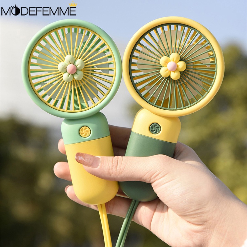 4warna Bunga Kipas Genggam Dapat Digantung Musim Panas Cooler USB Charging Angin Kencang Fans Portable Kecil Alat Listrik Cocok Sekolah Kantor Traveling