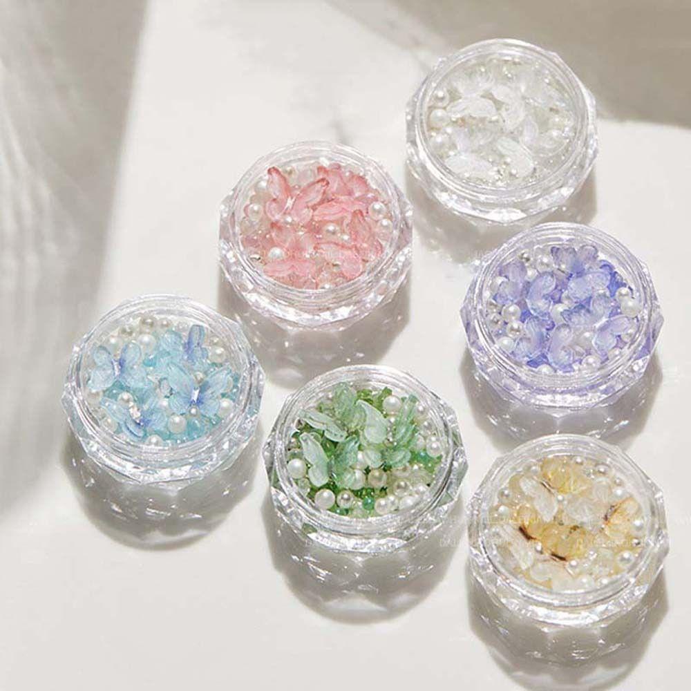 AUGUSTINA Agustina Kupu-Kupu Dekorasi Kuku Fashion Ins Gaya Mutiara Kuku Charms Manicure Aksesoris Nail Ornament Nail Jewelry