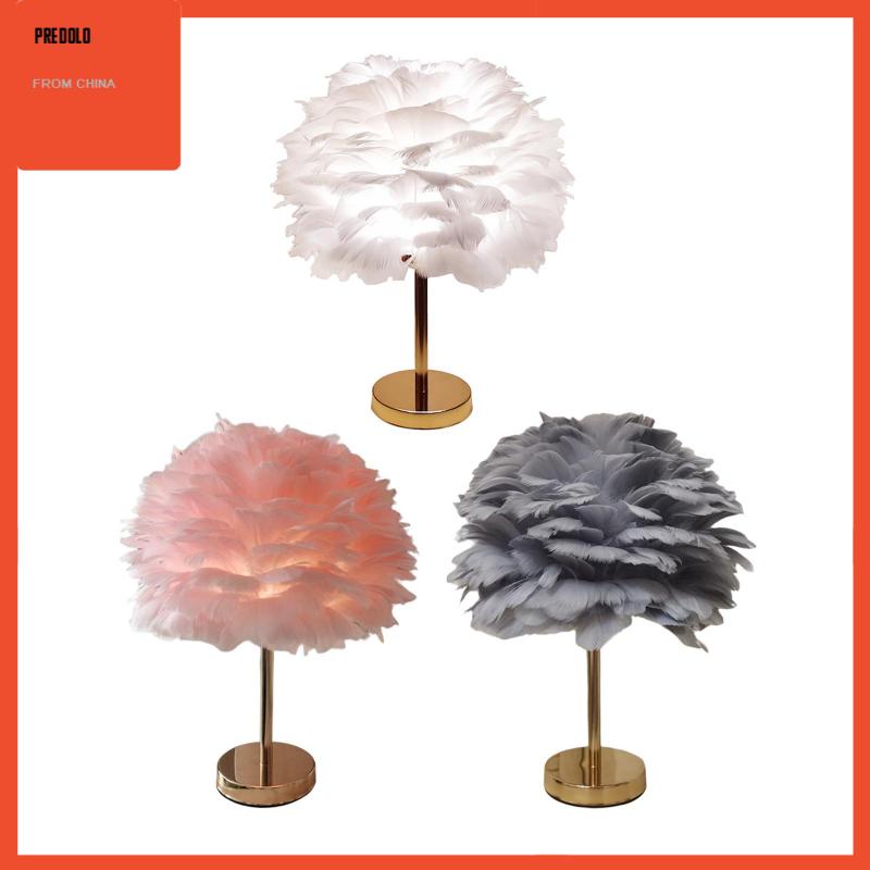 [Predolo] Feathers Table Lamp Night Light Kap Lampu Untuk Dekorasi Kamar Rumah Samping Tempat Tidur