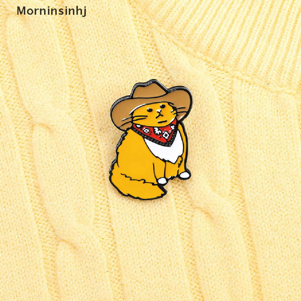 Mornin Koboi Kucing Enamel Pin Hewan Lucu Topi Bros Baju Kerah Tas Lucu Lencana Hadiah id