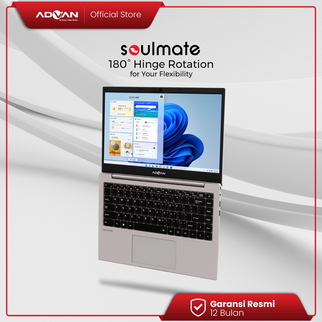 Laptop ADVAN Soulmate 14&quot; Intel Celeron N4020 4GB 128GB Windows 11 Garansi Resmi 1 Tahun - Grey