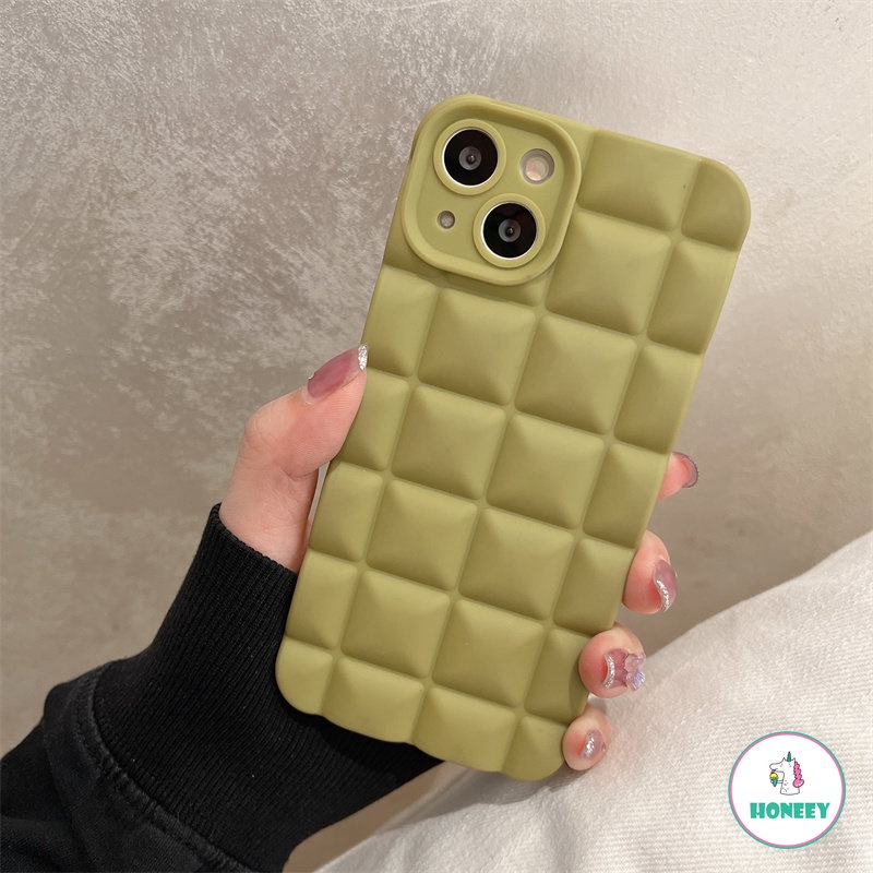 Kisi 3D Warna Solid Sederhana Cocok Untuk IPhone14 Pro MAX Case Apple13 12 11 XS MAX Casing Ponsel Bantal Silikon