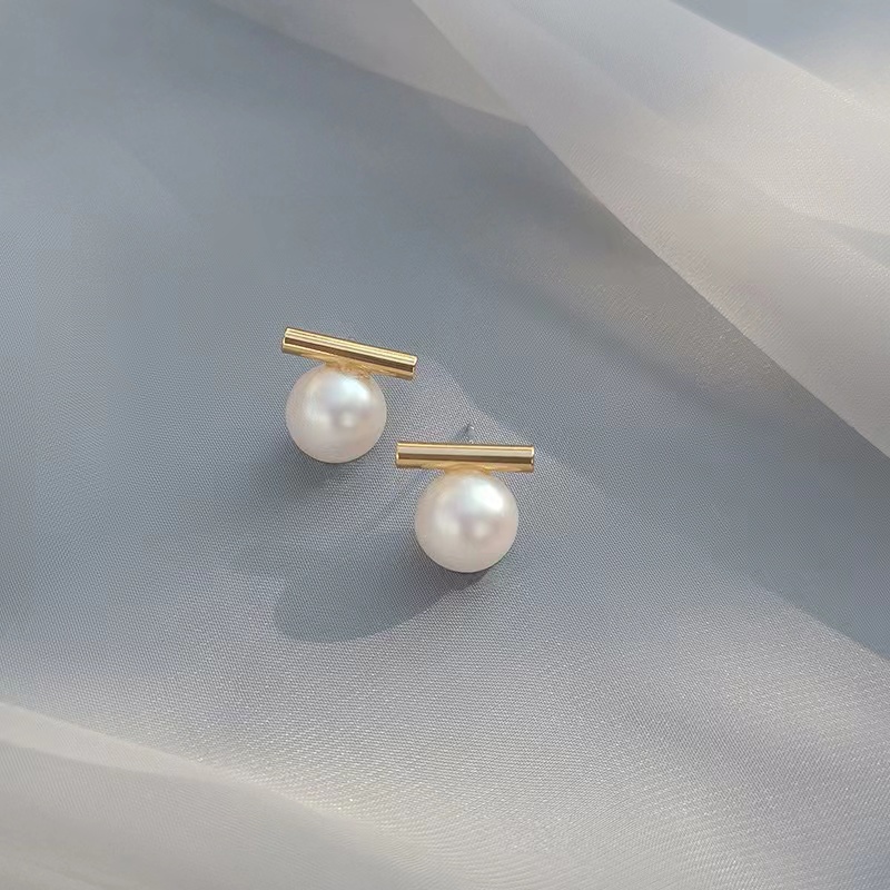 Anting Mutiara Prancis Anting Temperamen Sederhana Perempuan