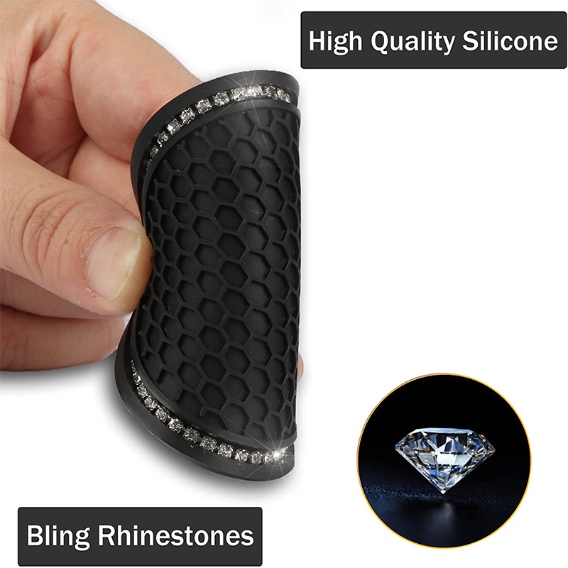 2pcs Mobil Putaran Grid Sarang Lebah Non-slip Air Cup Pad Berlian Imitasi Bling Dekorasi Karet Peredam Panas Tikar Auto Interior Aksesoris