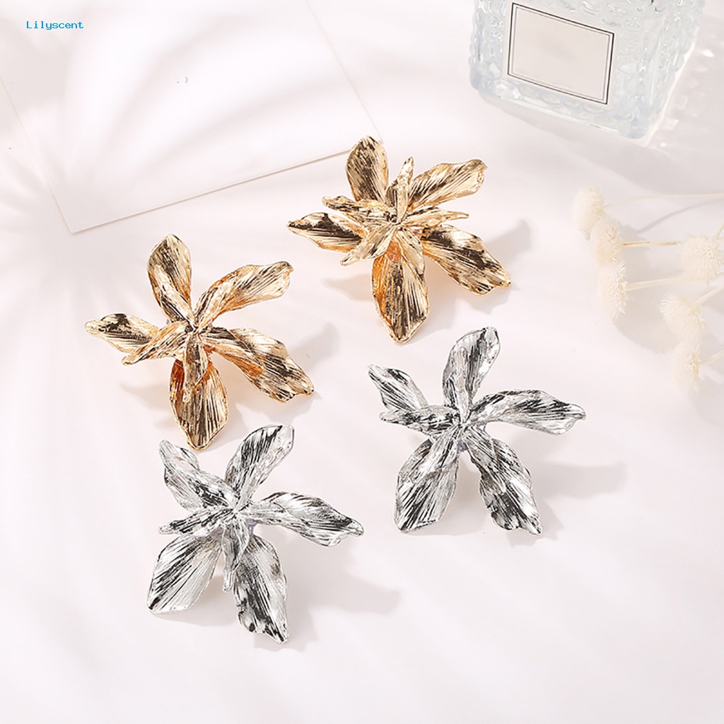 Lilyscent 1pasang Perhiasan Aksesori Ear Stud Untuk Belanja Lima Kelopak Anting Sederhana Manis