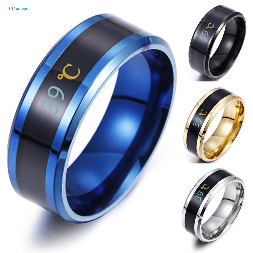 Lilyscent Trendy Stylish Ring Untuk Ulang Tahun Stainless Steel Smart Sensor Suhu Tubuh Ring Ringan