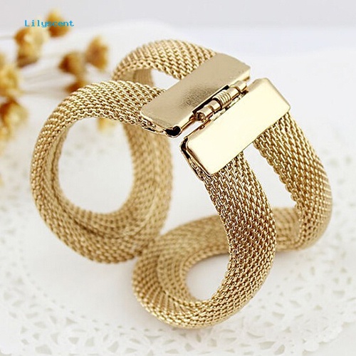 Lilyscent Wanita Keren Fashion Mesh Paduan Lebar Musim Semi Manset Gelang Perhiasan Punk Bangle