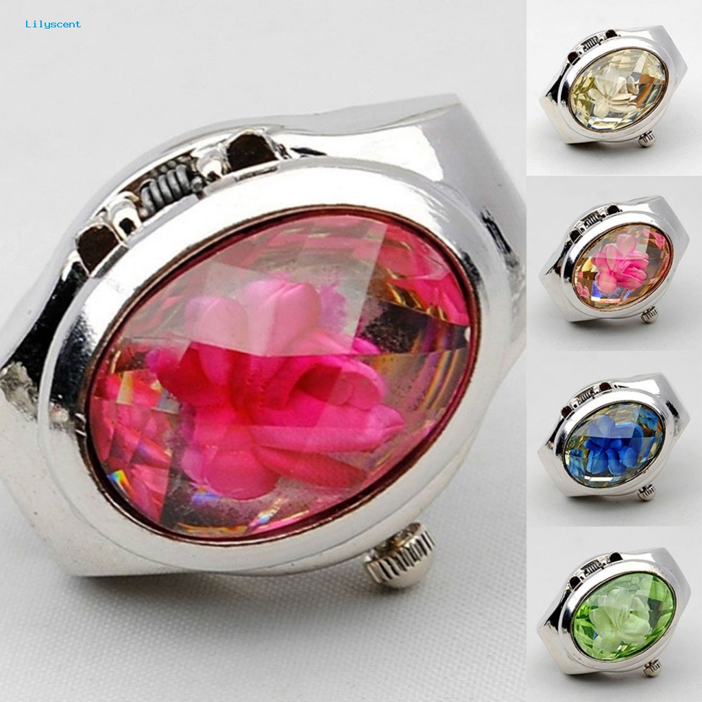 Lilyscent Jam Tangan Cincin Jari Diameter 2.3cm Untuk Belanja Wanita Pria Gaya Cincin Watch Perhiasan Hadiah Modis