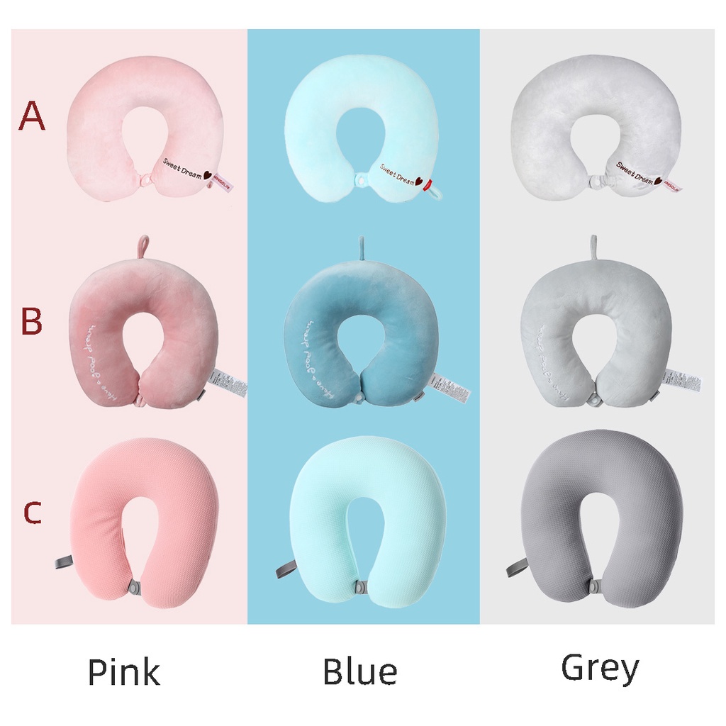 Indoholic MINISO Bantal Solid Color Bantal Leher U-shaped Neck Pillow Bantal Leher Bantal Kepala Travel Bantal Leher Travel Pillow Bantal Mobil Portable Pillow Bantal Portabel