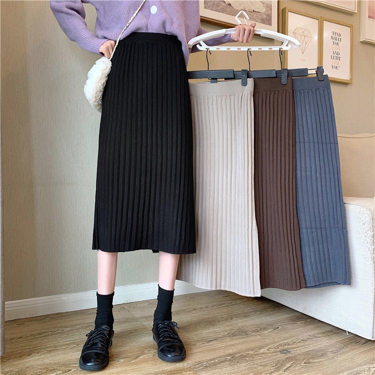 TOPGROSIR TG1694 Rok Knit Wanita Panjang Import Midi Skirt/Pleated Skirt Wanita Gaya Korean