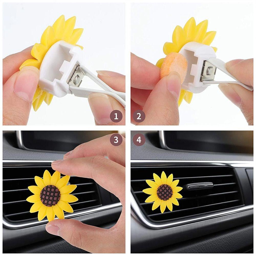 Quinton Pengharum Ruangan Mobil Dekorasi Ac Lucu Car-Styling Auto Aroma Diffuser Sunflower Aromaterapi Klip