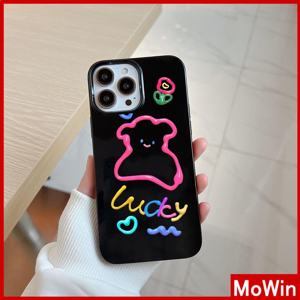 For iPhone 14 Pro Max iPhone Case Black Glossy TPU Soft Case Shockproof Protection Camera Cute Lucky Puppy Compatible with iPhone 13 Pro max 12 Pro Max 11 xr xs max 7Plus 8Plus
