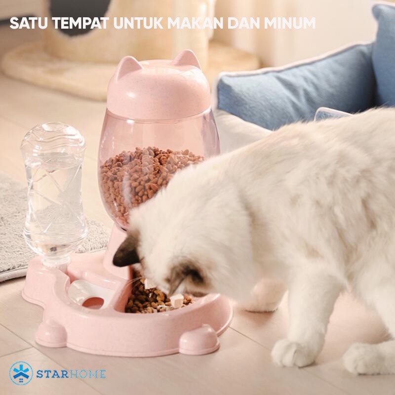 Tempat Makan Kucing Anjing Pet Feeder Otomatis Tempat Makan Minum 2 in 1 Mangkuk Feeder 2200ml
