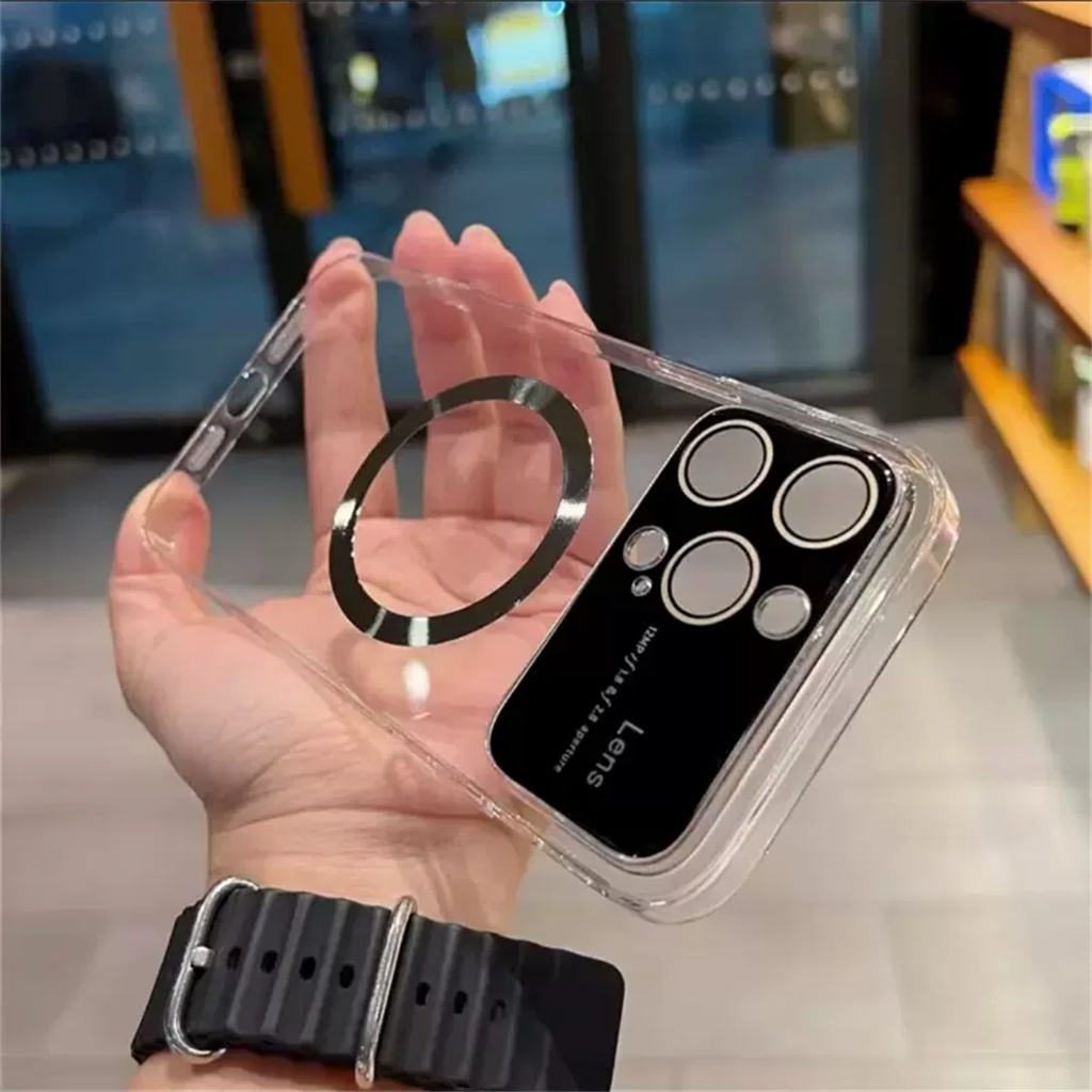 Casing Magnetik Logam Baru Untuk iPhone 14 Pro Max Case iPhone 13 12 Pro Max Case14 Plus Lensa Perlindungan Kamera Mewah Cakupan Penuh, Casing Ponsel Transparan Shockproof