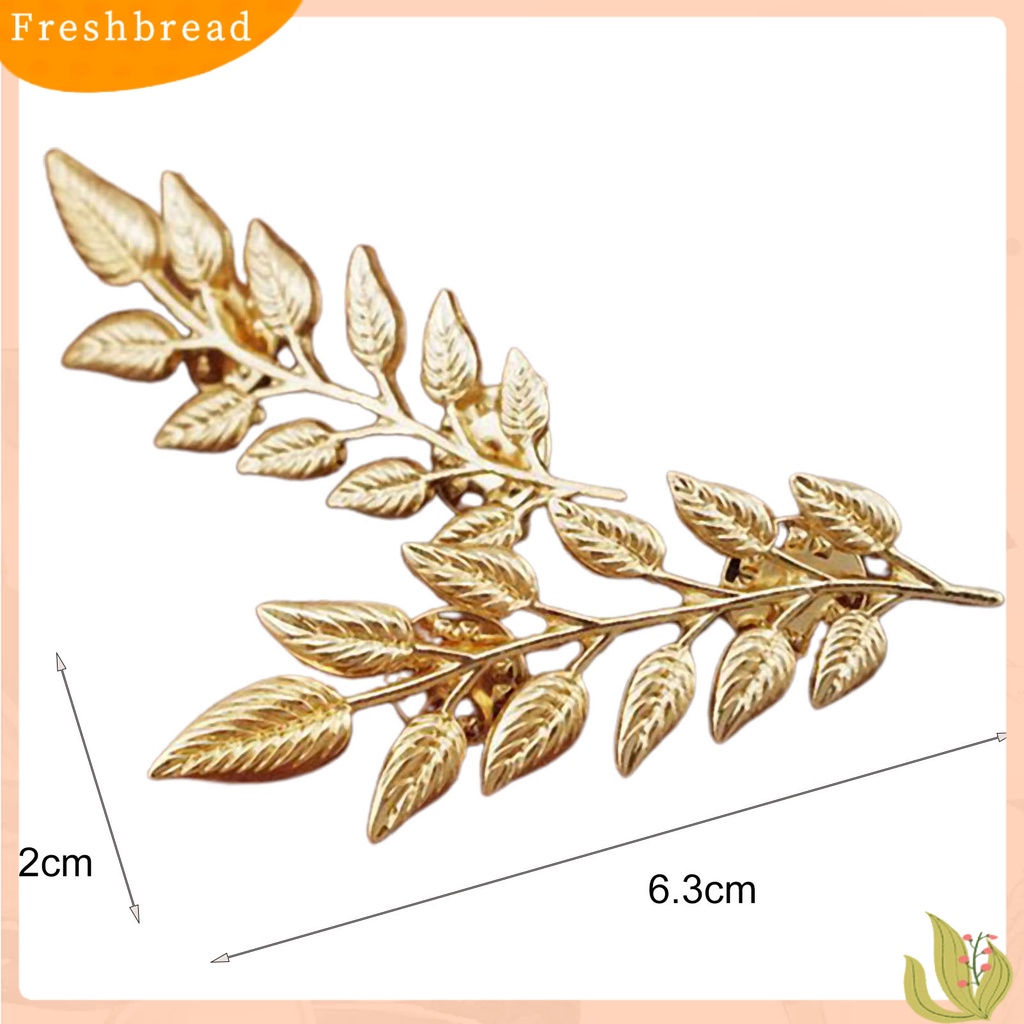 &lt; Freshbread &gt; 1pasang Pin Bros Bentuk Daun Dekorasi Perhiasan Tahan Lama Kerah Bros Pakaian Decor